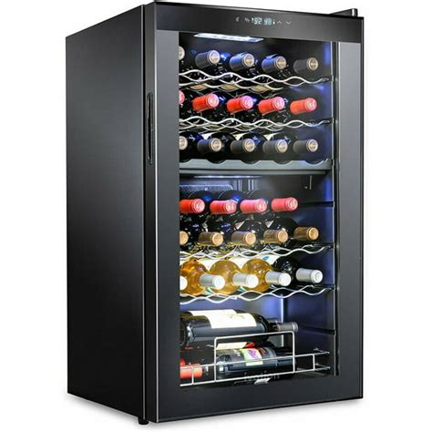 Ivation 33 Bottle Dual Zone Wine Cooler Refrigerator w/ | Large Freestanding Wine Cellar Glass ...