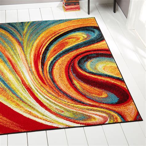 Modern Rug Contemporary Area Rugs Multi Geometric Swirls Lines Abstract Carpet | eBay