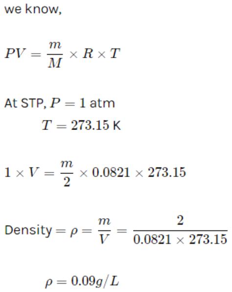 What is the density of hydrogen gas at S.T.P.