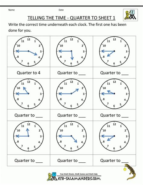 Clock Worksheet - Quarter Past And Quarter To | Telling Time Worksheets ...