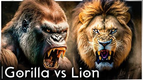 Gorilla vs Lion - King of the Jungle - YouTube