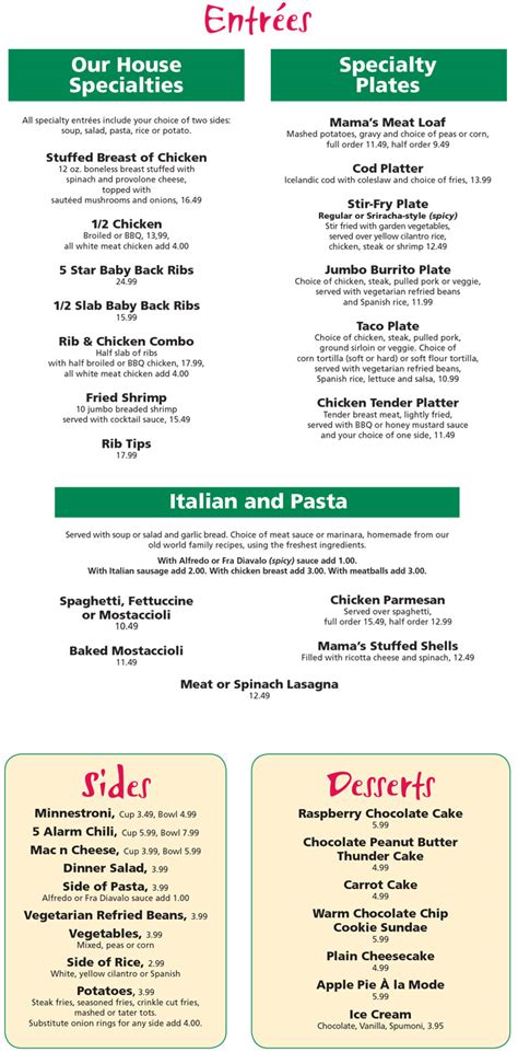 Village Inn Menu | Village Inn Pizzeria