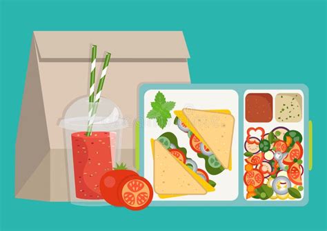 Lunchbox with Healthy Food. the Concept of a Healthy Lifestyle Stock Vector - Illustration of ...