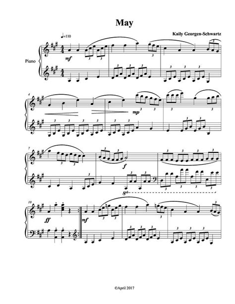 May free sheet music by Kaily Georgen-Schwartz | Pianoshelf