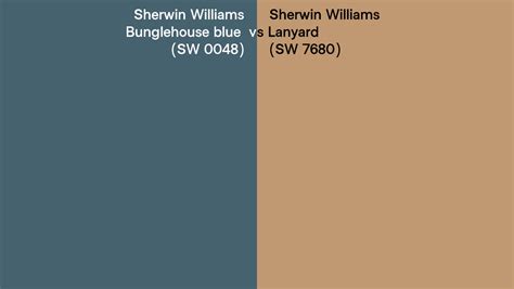 Sherwin Williams Bunglehouse blue vs Lanyard side by side comparison