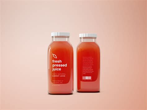 Glass Juice Bottle Mockup PSD