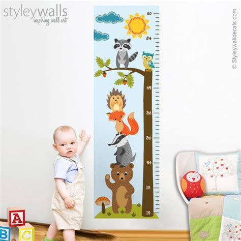 Forest Animals Growth Chart Wall Decal Kids Room Growth Chart - Etsy