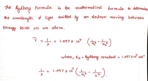 [Solved] Use the Rydberg equation below to find the energy level that the... | Course Hero