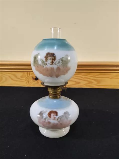 ANTIQUE ANGEL CHERUB Praying Miniature Milk Glass Oil Lamp GWTW Smith 1 Fig 323 $269.99 - PicClick