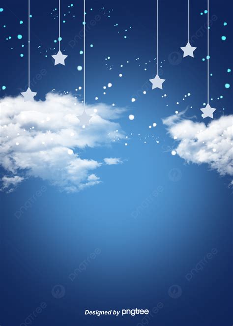 Blue Star And White Cloud Sky Cartoon Background Wallpaper Image For ...