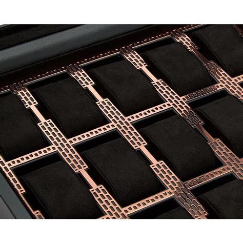 Wolf Axis 15 Piece Copper Plated Vegan Leather Watch Box 488316