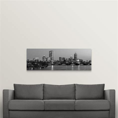 GreatBigCanvas Boston City Skyline at Night, Bl 20-in H x 60-in W ...