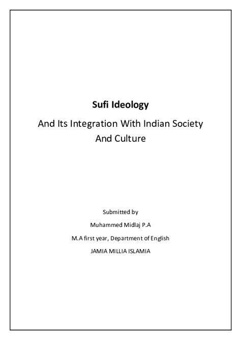 (PDF) Sufi Ideology And Its Integration With Indian Society And Culture | midlaj pa - Academia.edu