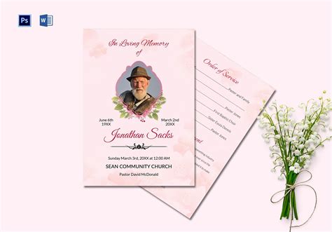 Funeral Order of Service Program Template in Adobe Photoshop, Microsoft Word