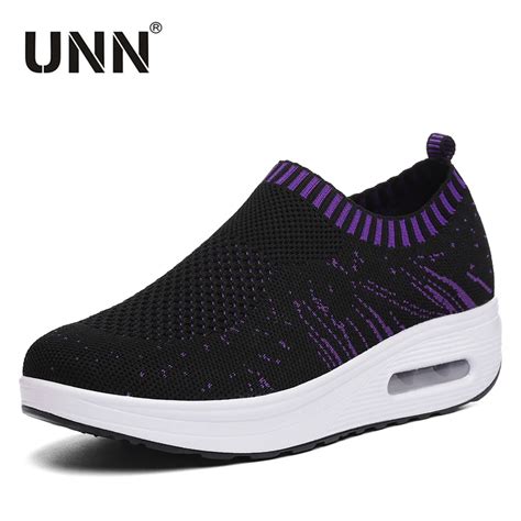 Aliexpress.com : Buy New No Laces Running Shoes Women Wedge Slip On Bodybuilding Knit Health ...