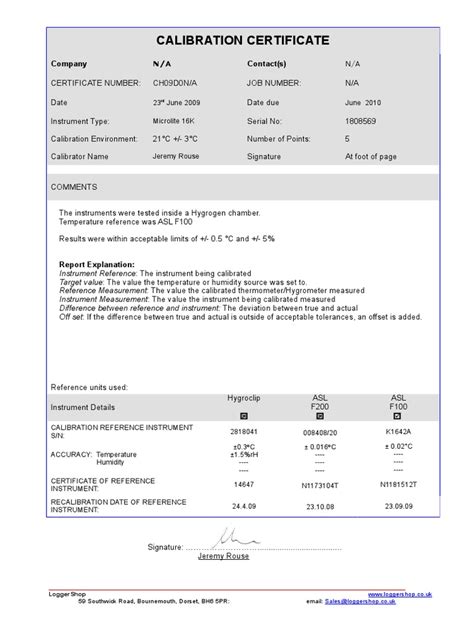 Sample Calibration Certificate | PDF | Calibration | Measuring Instrument