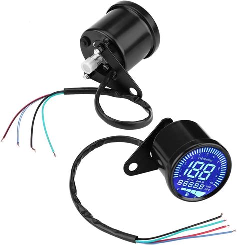 Motorcycle Speedometer,12V DC Universal Motorcycle Waterproof LED Digital Speedometer Tachometer ...