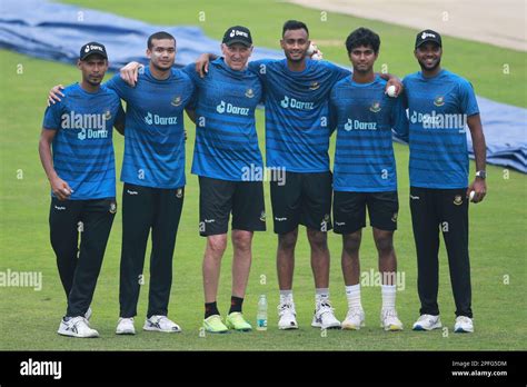 From left Mustafizur Rahman, Taskin Ahmed, fast bowling coach Allan Donald, Shariful Islam Hasan ...