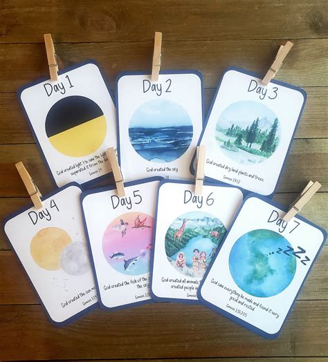 7 Days of Creation Flash Cards Days of Creation Activity - Etsy Canada