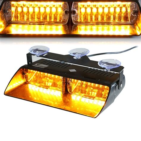 Castaleca 12V 16 Led Emergency Vehicle Strobe Lights Yellow Red Blue Led Strobe Flashing Light ...