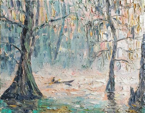 Louisiana Swamp Painting on Canvas Original Oil Landscape, Fog Art ...