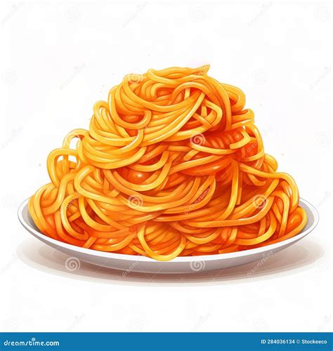 Pseudo-realistic Spaghetti Illustration: Vibrant Tomato-based Dish in Vector Art Stock ...