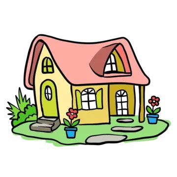 Minimalist Cartoon House Illustration, Cartoon House, Cartoon House Clipart, Cute House Plants ...