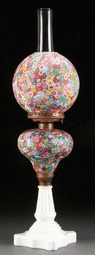 VICTORIAN MILLEFIORI ART GLASS BANQUET LAMP : Lot 632 | Banquet lamp, Antique lamps, Antique oil ...