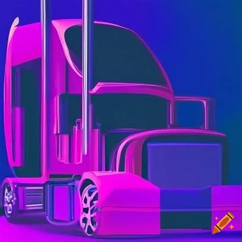 Pink abstract semi truck on Craiyon