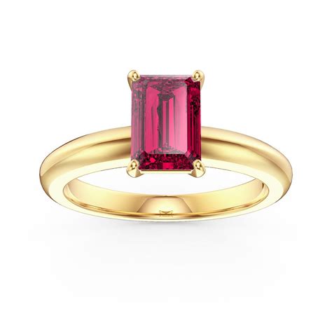 Unity 1ct Emerald cut Ruby Solitaire 18ct Yellow Gold Proposal Ring | Jian London