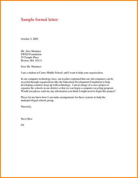 Printable Formal Letter Format Sample Template