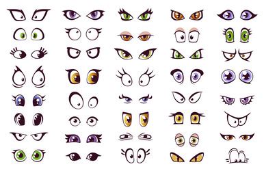 Cartoon eyes isolated funny look set Royalty Free Vector