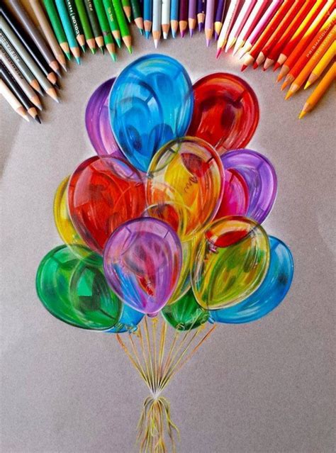 Balloon Color Pencil Drawing By Jocelyn Schmidt