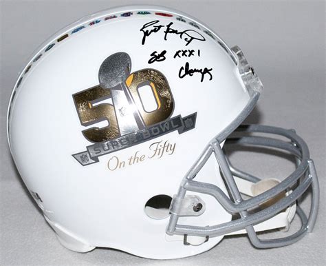 Brett Favre Signed Super Bowl 50 Full-Size Helmet Inscribed "SB XXXI ...