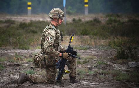 A soldier from 2 MERCIAN pauses for a moment on Exercise in Poland Photographer Cpl Lewis ...