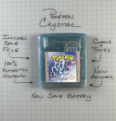 Pokemon: Crystal Version (Game Boy Color), Authentic *NEW BATTERY* W ...