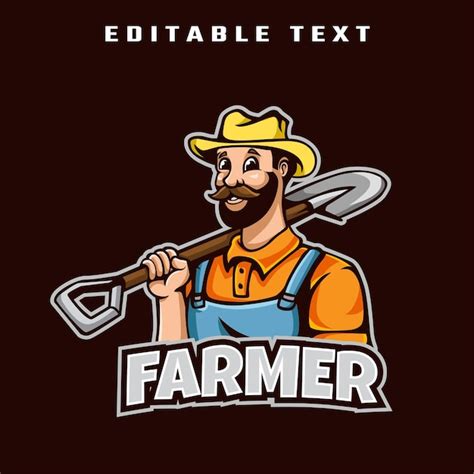 Premium Vector | Farmer cartoon mascot logo template