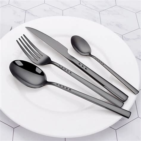 Wholesale Pvd Silverware Metal Matt Black Matte Cutlery Set 18/10 ...