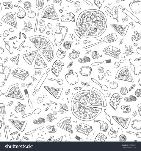 Pizza seamless pattern. Useful for restaurant identity, packaging, menu ...