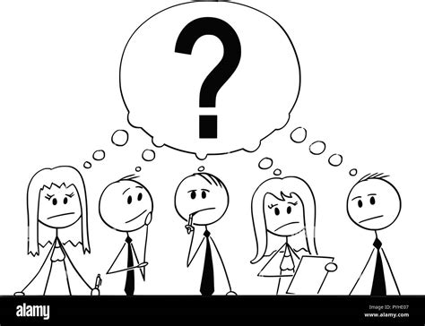 Cartoon of Group of Business People Thinking With Question Mark Above Stock Vector Image & Art ...