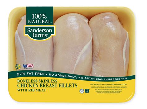 Sanderson Farms Fresh Boneless Skinless Chicken Breast Fillets with Rib Meat 1.6-2.4 lb ...