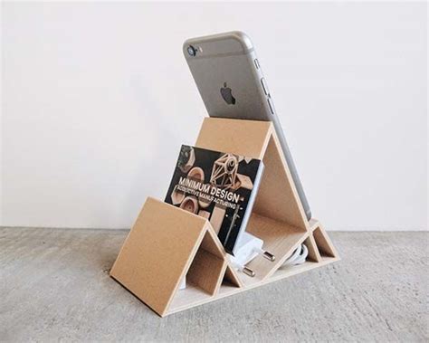 Handmade Wooden Minimal Geometric Desk Organizer | Gadgetsin