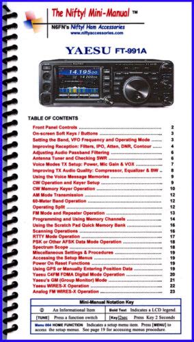 Yaesu FT-991A HF/VHF/UHF Transceiver Mini-Manual from Nifty Accessories | eBay