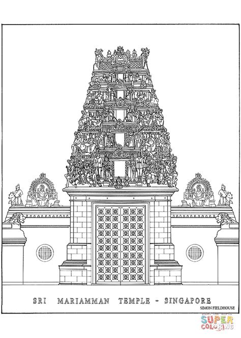 Sri Mariamman Temple in Singapore coloring page | Free Printable ...