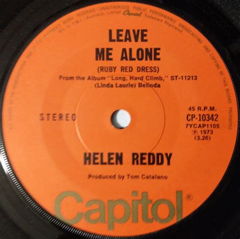 Helen Reddy - Leave Me Alone (Ruby Red Dress) (1973, Vinyl) | Discogs