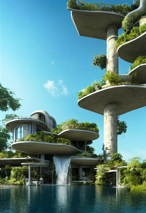 Solarpunk Mediterranean Style Futuristic Tree House Mansion – AI Art ...