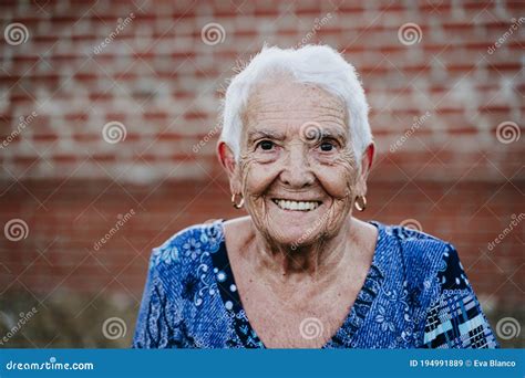 Portrait of Old Lady in Her 80s Smiling Outdoors Stock Image - Image of ...