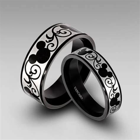 Mickey Mouse Wedding Rings - BLACK RINGS