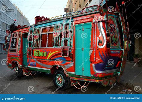 Traditionally Decorated Pakistani Bus Art Karachi Pakistan Editorial ...