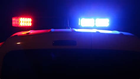 Red And Blue Emergency Lights Of Police Car. Night Outdoor Shot. Stock Footage Video 2788957 ...